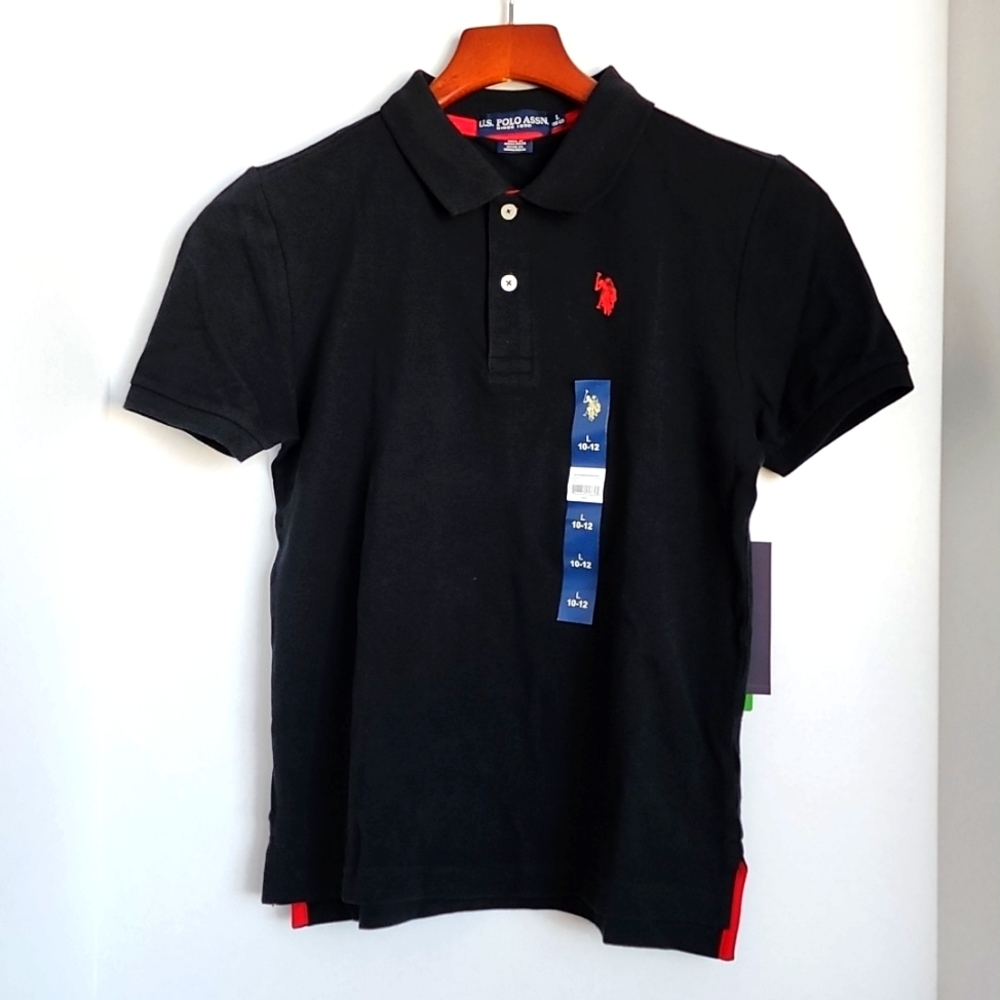 Kids polo shirt black size 10-12